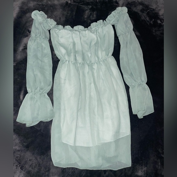 SHEIN Rich green off the shoulder ruffle dress - Sz : S 🎉 - Picture 7 of 7